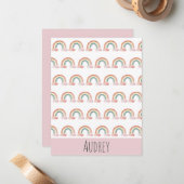 かわいい水彩虹のオーダーメイド ノートカード (正面/裏面インサイチュ)