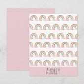 かわいい水彩虹のオーダーメイド ノートカード (正面/裏面)