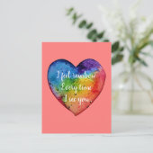 かわいい水彩虹のハート。バレンタイン シーズンポストカード (スタンド正面)