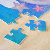 かわいい水彩虹のユニコーンパーソナライズされた ジグソーパズル (側面)