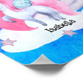 かわいい水彩虹のユニコーンパーソナライズされた ポスター (角)