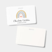 かわいい水彩虹の介護者の名刺 バッジ (表裏)