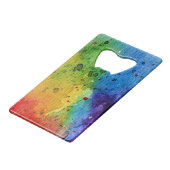 かわいい水彩虹の色合い クレジットカード栓抜き (裏面アングル)