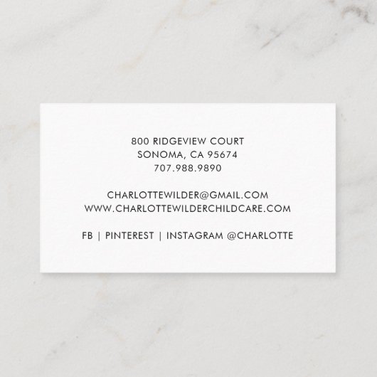 かわいい水彩虹の託児 名刺 (裏面)