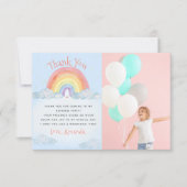かわいい水彩虹の誕生日パーティーの写真 サンキューカード (正面)