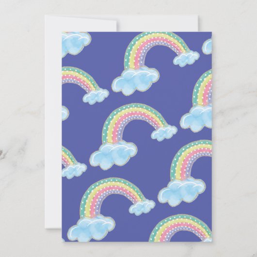 かわいい水彩虹の誕生日パーティーの招待状 招待状 (裏面)