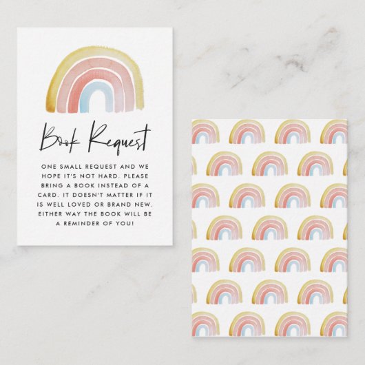 かわいい水彩虹の赤ちゃんシャワーブックリクエスト エンクロージャーカード (正面/裏面)