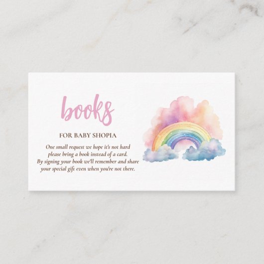 かわいい水彩虹の赤ちゃんシャワー エンクロージャーカード (正面)