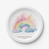かわいい水彩虹の赤ちゃんシャワー ペーパープレート (正面)