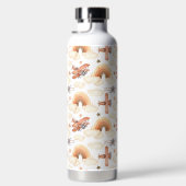 かわいい水彩虹の飛行機のパターン ウォーターボトル (右面)