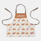 かわいい水彩虹の飛行機のパターン エプロン (正面)