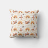 かわいい水彩虹の飛行機のパターン クッション (正面)