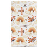 かわいい水彩虹の飛行機のパターン スモールペーパーバッグ (裏面)