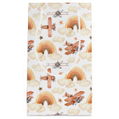 かわいい水彩虹の飛行機のパターン スモールペーパーバッグ (正面)