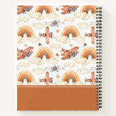 かわいい水彩虹の飛行機のパターン ノートブック (裏面)