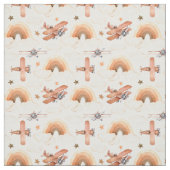 かわいい水彩虹の飛行機のパターン ファブリック (見本)