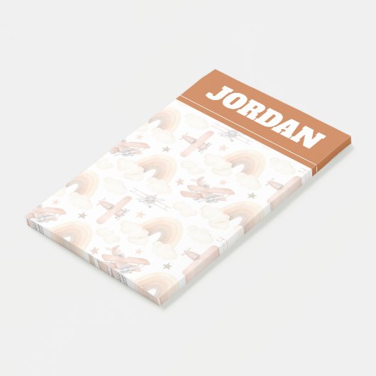 かわいい水彩虹の飛行機のパターン ポストイット (アングル)