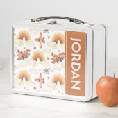 かわいい水彩虹の飛行機のパターン メタルランチボックス (インサイチュ)