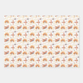 かわいい水彩虹の飛行機のパターン ラッピングペーパーシート (正面)