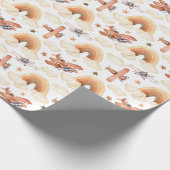 かわいい水彩虹の飛行機のパターン ラッピングペーパー (角)