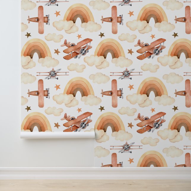 かわいい水彩虹の飛行機のパターン 壁紙 (アプリケーション)