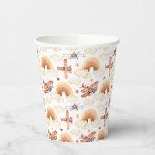 かわいい水彩虹の飛行機のパターン 紙コップ (左)