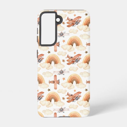 かわいい水彩虹の飛行機のパターン SAMSUNG GALAXYケース (裏面)