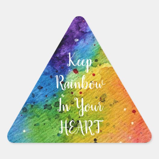 かわいい水彩虹 三角形シール (正面)