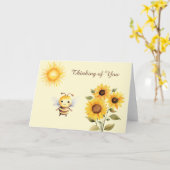 かわいい水彩蜜蜂とひまわり カード (黄色い花)