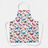 かわいい水彩蝶のパターン エプロン (正面)