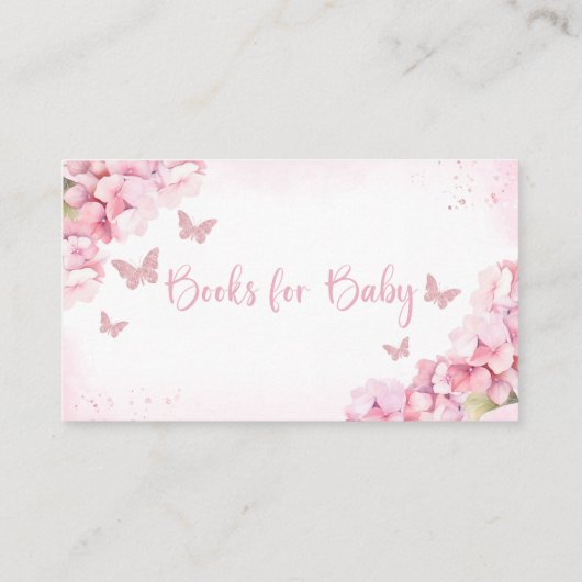 かわいい水彩蝶の本の赤ちゃんシャワー エンクロージャーカード (裏面)