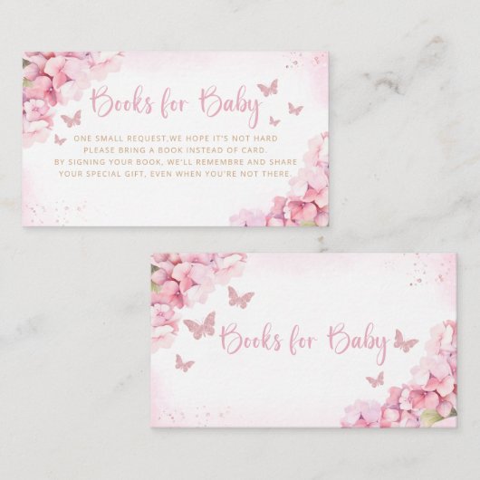 かわいい水彩蝶の本の赤ちゃんシャワー エンクロージャーカード (正面/裏面)