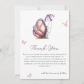 かわいい水彩蝶の赤ちゃんシャワー サンキューカード (正面)