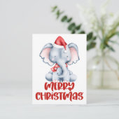 かわいい水彩象のクリスマスカード シーズンカード (スタンド正面)