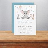 かわいい水彩象のベビーシャワー 招待状