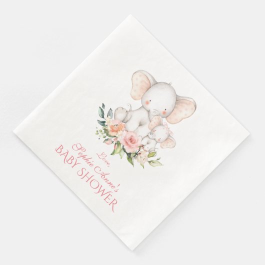 かわいい水彩象の女の子ベビーシャワー (コーナー)