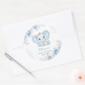 かわいい水彩象の男の子の赤ちゃんシャワーの好意 ラウンドシール (封筒)