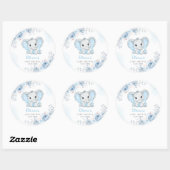 かわいい水彩象の男の子の赤ちゃんシャワーの好意 ラウンドシール (シート)