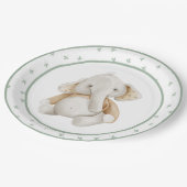 かわいい水彩象の緑の赤ちゃんシャワー ペーパープレート (アングル)