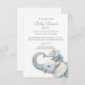 かわいい水彩象の赤ちゃんシャワー 招待状 (正面/裏面)