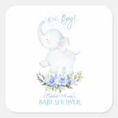 かわいい水彩象オ男の子ベビーシャワー スクエアシール (正面)