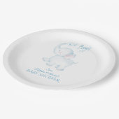 かわいい水彩象オ男の子ベビーシャワー ペーパープレート (アングル)