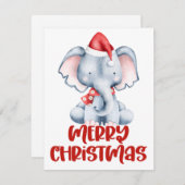 かわいい水彩象クリスマスカード シーズンカード (正面/裏面)