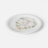 かわいい水彩象フローラガールベビーシャワー ペーパープレート (アングル)
