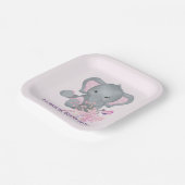 かわいい水彩象ベビー誕生日パーティー ペーパープレート (傾斜あり)