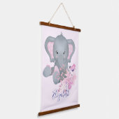 かわいい水彩象ベビー 吊り下げ型タペストリー (傾斜あり)