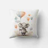 かわいい水彩象レッドブルーバルーン子供部屋 クッション (裏面)