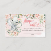 かわいい水彩象赤面バラおむつラッフル エンクロージャーカード (正面)
