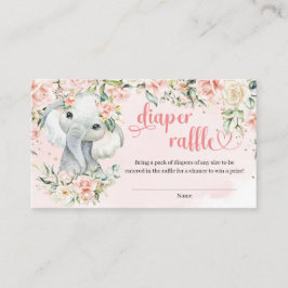 かわいい水彩象赤面バラおむつラッフル エンクロージャーカード