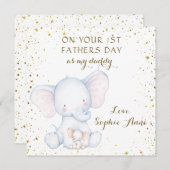 かわいい水彩象1日目のお父さん ノートカード (正面/裏面)